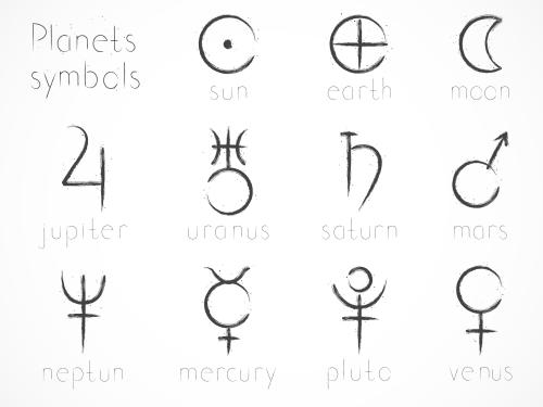 Symboles astrologiques pour les planètes