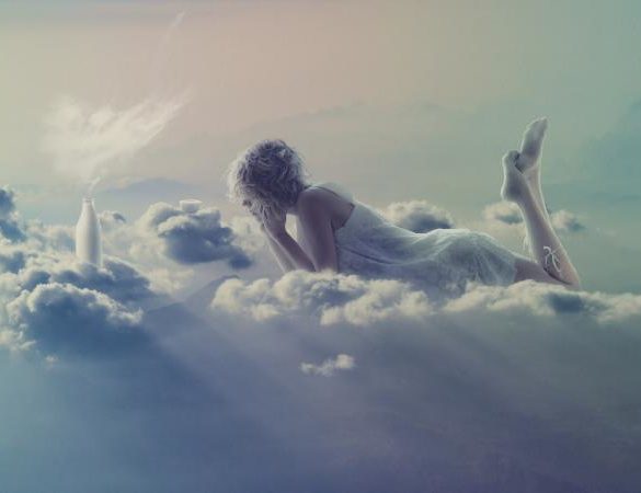 woman in clouds