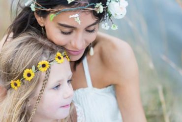 Boho-chic woman and child