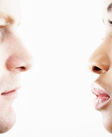 young couple face to face