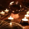 Tarot card reading in candle light