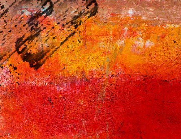 Abstract painted red art