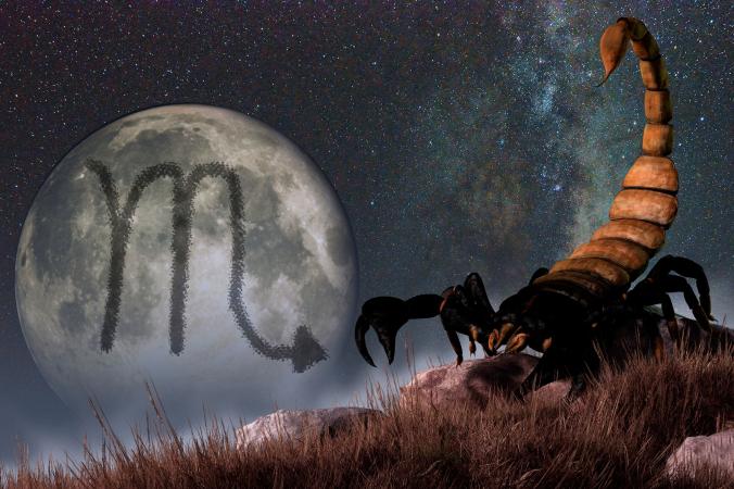 Moon and Scorpio symbol of scorpion