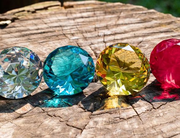 Beautiful Diamonds in a log outdoors