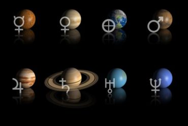 Astrological planets and their glyph symbols