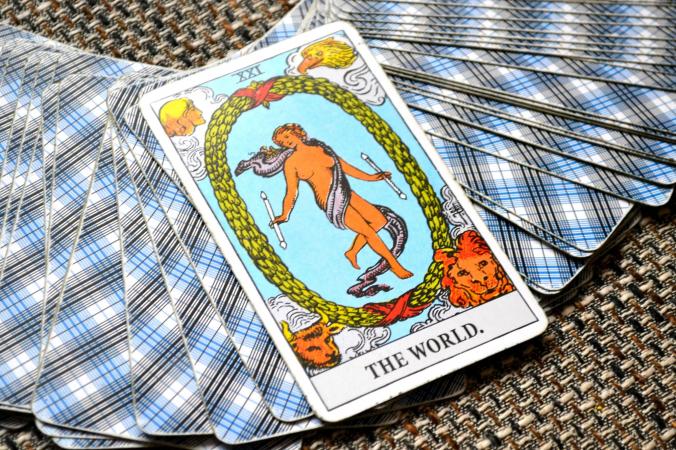 World Tarot Card on Table
