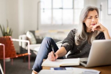 woman working at home