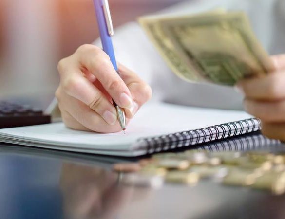 Woman counting money