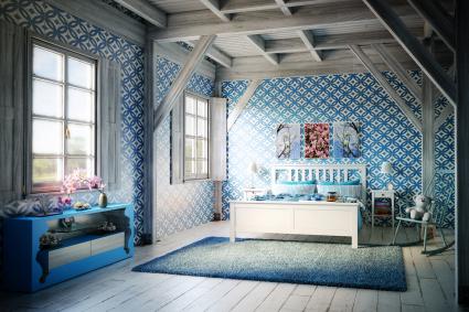 Chambre à thème bleu confortable