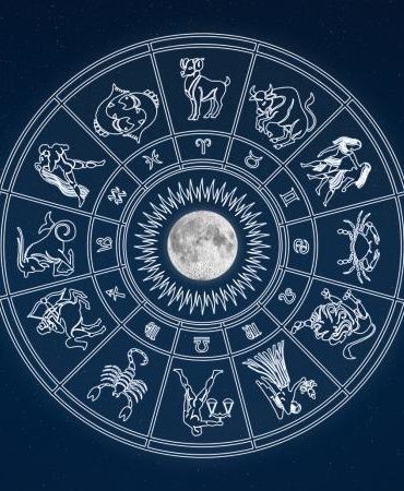 Zodiac signs surrounding the moon