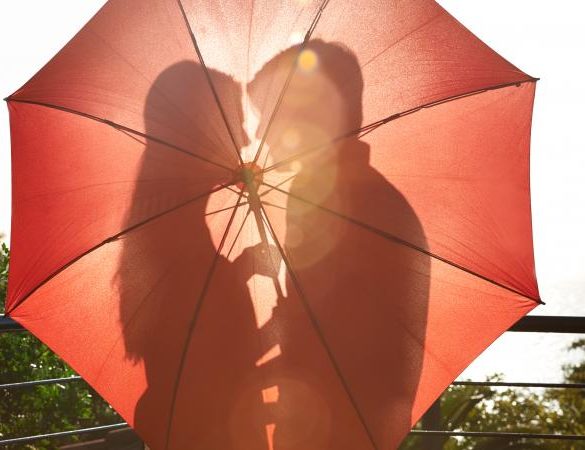 Silhouette of an affectionate couple