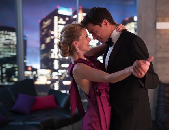 Woman and man dancing