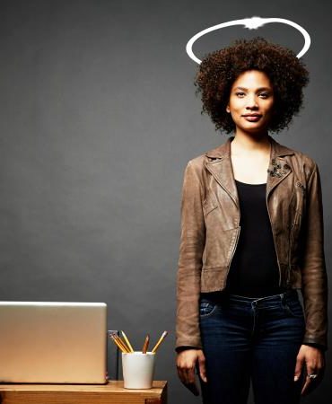 Woman with imaginary halo