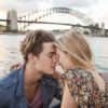 Couple embracing near Sydney Harbour Bridge