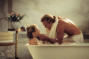 couple bathing together