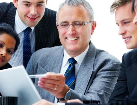 Boss talking to workers