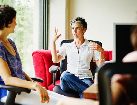 Woman leading meeting