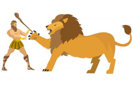 Hercule combattant le lion de Némée 