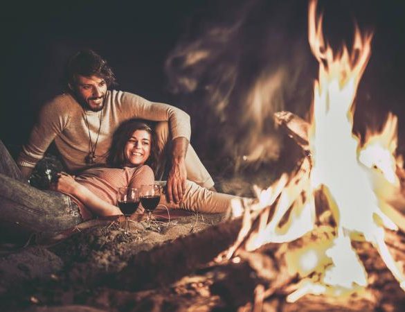 couple by the campfire