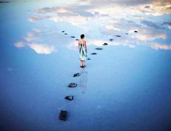 stone pathway in lake