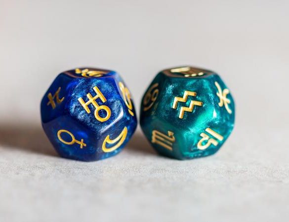 Dice with Aquarius and Uranus Glyph