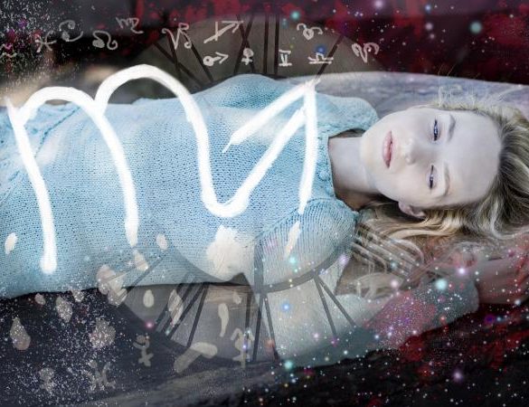 woman with Scorpio symbol