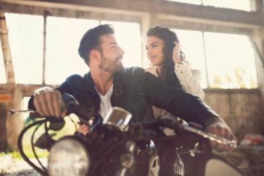Woman and Man on motorcycle