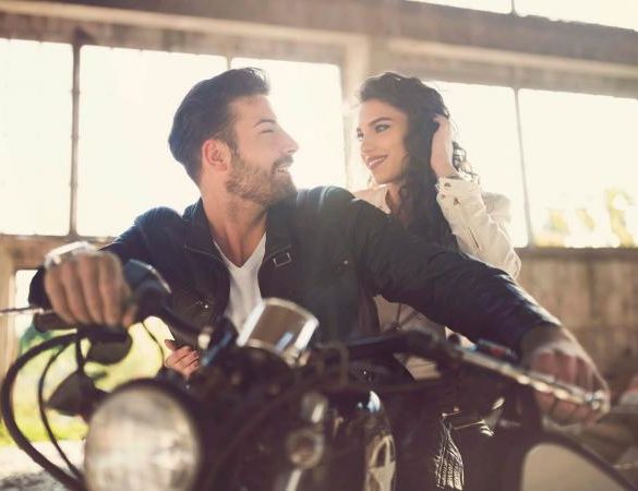 Woman and Man on motorcycle