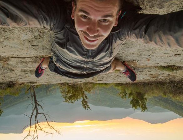 Taking a selfie upside down